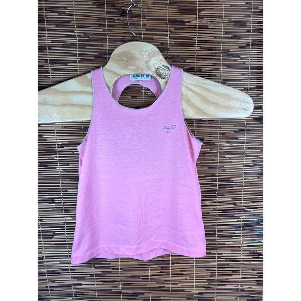 Hang Ten Vintage Built in Bra Peek-A-Boo Back Cropped Tank Spring Break Fun SMAL